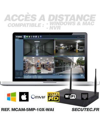 Mini caméra vidéosurveillance WIFI UHD 5Mpx Zoom 10X détection humaine AI accès à distance via iPhone Android et PC avec microSD