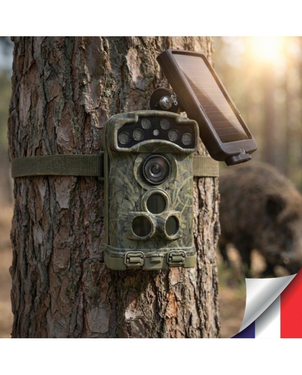 Caméra solaire de Surveillance - Trail Cam - 32 MP, Vidéo 3K UHD, Wi-Fi, Vision Nocturne Infra-Rouge - IP68 Outdoor