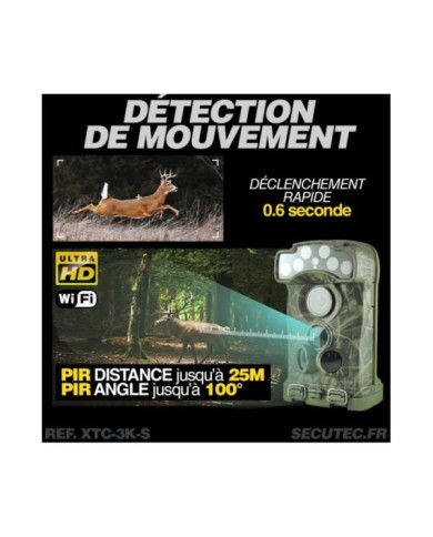 Caméra solaire de Surveillance - Trail Cam - 32 MP, Vidéo 3K UHD, Wi-Fi, Vision Nocturne Infra-Rouge - IP68 Outdoor
