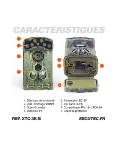 Caméra de Surveillance - Trail Cam - 32 MP, Vidéo 3K UHD, Wi-Fi, Vision Nocturne Infra-Rouge - IP68 Outdoor - box antivandal