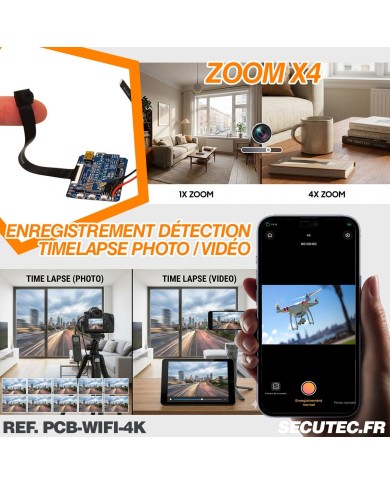 Micro camera wi-fi direct ultra HD 4K à 60 ips capteur 13MP batterie 4000 mAh microSD jusqu’à 256 Go