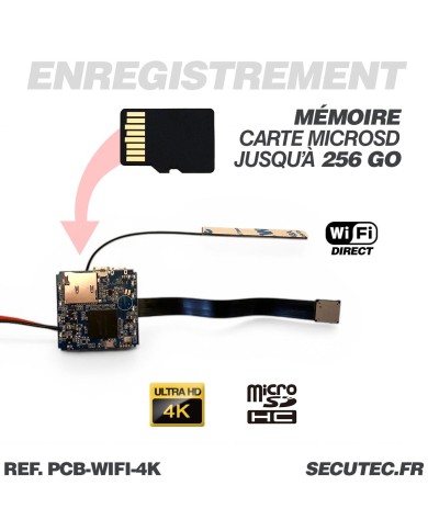 Micro camera wi-fi direct ultra HD 4K à 60 ips capteur 13MP batterie 4000 mAh microSD jusqu’à 256 Go