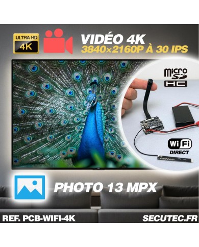 Micro camera wi-fi direct ultra HD 4K à 60 ips capteur 13MP batterie 4000 mAh microSD jusqu’à 256 Go