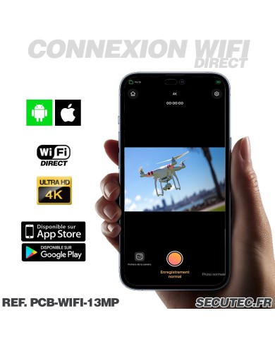 Micro camera wi-fi direct ultra HD 4K à 30 ips capteur 13MP zoom X4 timelapse batterie 4000 mAh microSD jusqu’à 256 Go