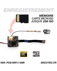 Micro camera wi-fi direct ultra HD 4K à 30 ips capteur 13MP zoom X4 timelapse batterie 4000 mAh microSD jusqu’à 256 Go