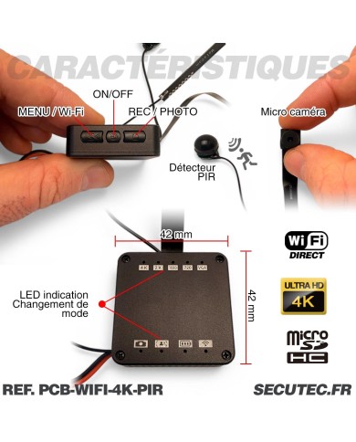 Micro camera wi-fi direct ultra HD 4K à 60 ips capteur 13MP détection de mouvement PIR batterie 4000 mAh microSD jusqu’à 256 Go