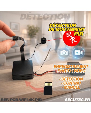 Micro camera wi-fi direct ultra HD 4K à 60 ips capteur 13MP détection de mouvement PIR batterie 4000 mAh microSD jusqu’à 256 Go