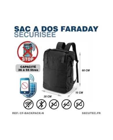 Sac à Dos Faraday Anti-Ondes RFID | Protection GPS & Téléphone 36-55L