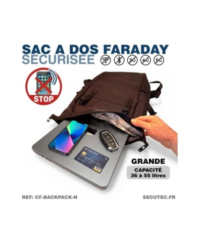 Sac à Dos Faraday Anti-Ondes RFID | Protection GPS & Téléphone 36-55L