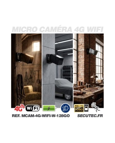 Micro caméra 4G WiFi HD 1080P longue autonomie waterproof avec détection de mouvement vision nocturne invisible 128 Go