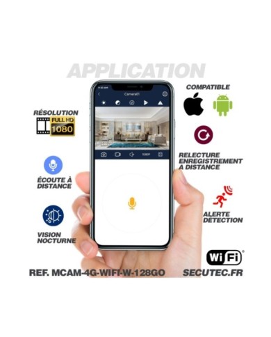 Micro caméra 4G WiFi HD 1080P longue autonomie waterproof avec détection de mouvement vision nocturne invisible 128 Go