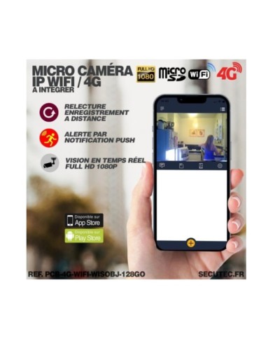 Module micro caméra HD 1080P WiFi ou 4G avec détection de mouvement vision nocturne infrarouge invisible 128 Go