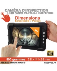 Caméra d'inspection HD 1080p avec perche 8m étanche et écran 7 pouces