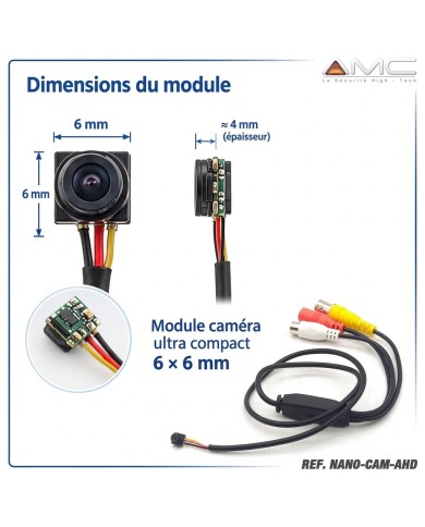 Nano Caméra AHD 1080P Ultra-Compacte (6x6 mm) — 2Mpx, Audio & 90°