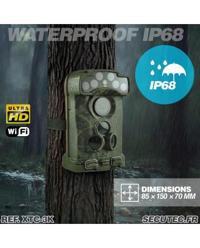 Caméra de Chasse Wi-Fi 3K Ultra-HD Photos 32 MP, Vidéo 3K Audio, Vision Nocturne Invisible, IP68
