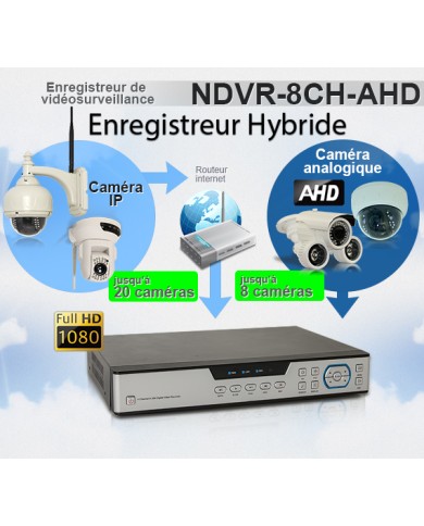 Enregistreur de vidéosurveillance AHD 1080P 8/16 voies hybride 1 To