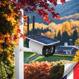 Caméra solaire 4G intelligente Ultra HD 2K extérieur vision nocturne alerte détection 128 Go inclus