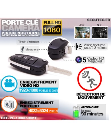 Clé de voiture caméra cachée HD 1080P détection de mouvement Infrarouge 32Go