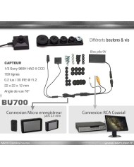 Micro caméra filaire 700 lignes 0.005 lux avec embout bouton et vis