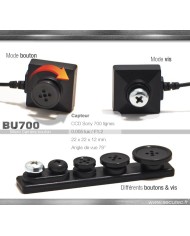 Micro caméra filaire 700 lignes 0.005 lux avec embout bouton et vis