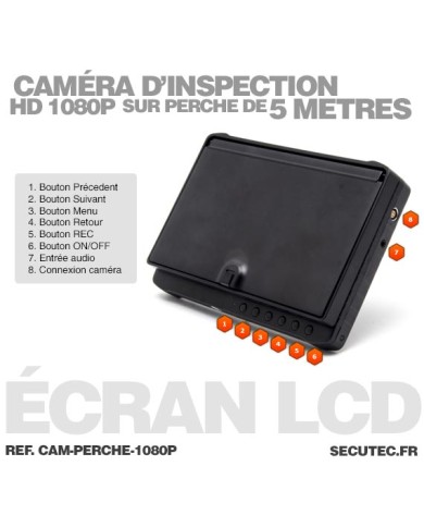 Caméra inspection avec perche 5 mètres waterproof HD 1080 avec écran enregistreur 7 pouces