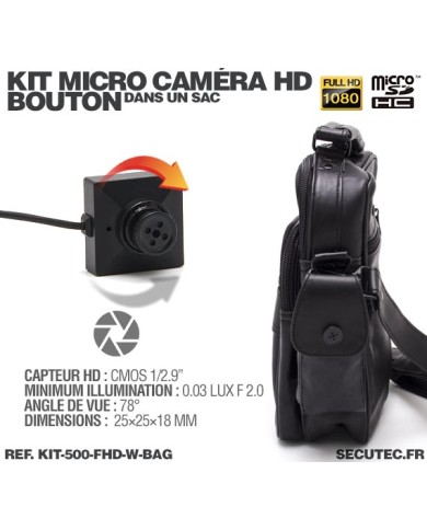 Sac bandoulière caméra cachée Wi-Fi FHD 1080P avec micro enregistreur