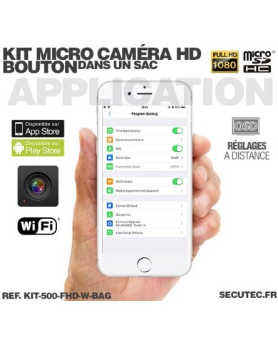 Sac bandoulière caméra cachée Wi-Fi FHD 1080P avec micro enregistreur