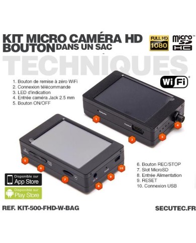 Sac bandoulière caméra cachée Wi-Fi FHD 1080P avec micro enregistreur