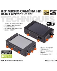 Sac bandoulière caméra cachée Wi-Fi FHD 1080P avec micro enregistreur