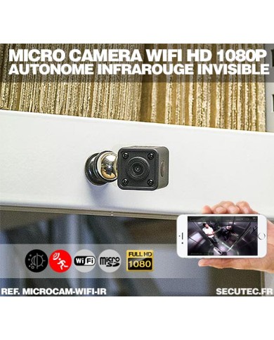 Kit micro caméra WiFi HD 1080P avec infrarouge invisible batterie longue autonomie 20A et microSD 32Go