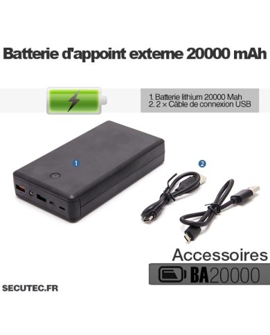 Kit micro caméra WiFi HD 1080P avec infrarouge invisible batterie longue autonomie 20A et microSD 32Go