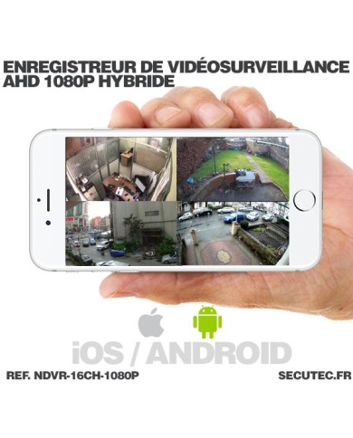 Enregistreur de vidéosurveillance 16 voies AHD 1080P hybride 2To