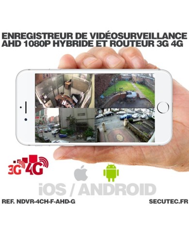 Enregistreur de vidéosurveillance 3G/4G hybride 4/16 voies IP / AHD 1080P avec 1 To