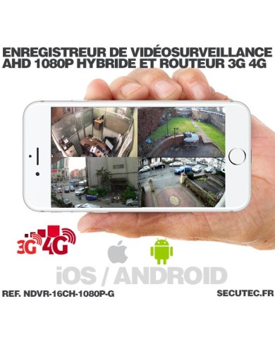 Enregistreur de vidéosurveillance 3G/4G hybride 16/16 voies IP / AHD 1080P avec 1 To