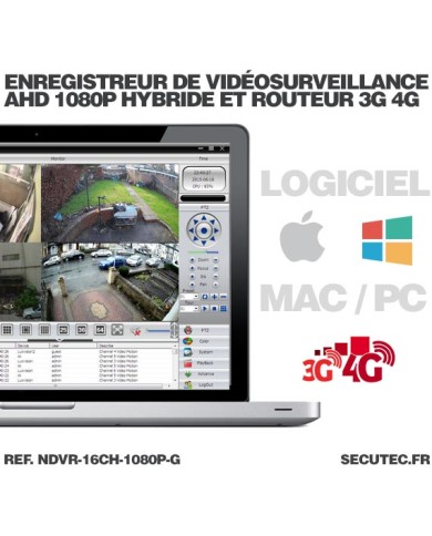 Enregistreur de vidéosurveillance 3G/4G hybride 16/16 voies IP / AHD 1080P avec 1 To