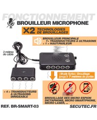 Brouilleur de microphone à ultrasons et acoustique portable autonome avec transducteur à ultrason déporté