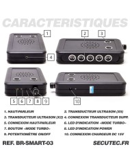 Brouilleur de microphone à ultrasons et acoustique portable autonome avec transducteur à ultrason déporté