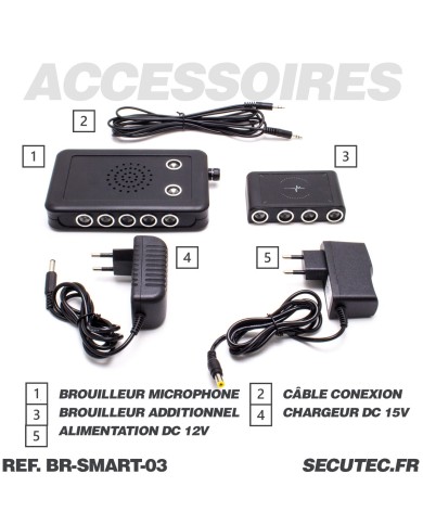 Brouilleur de microphone à ultrasons et acoustique portable autonome avec transducteur à ultrason déporté