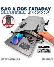 Sac à Dos Faraday Anti-Ondes RFID | Protection GPS & Téléphone 36-55L