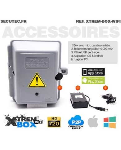 Boîte électrique caméra cachée WIFI avec kit d'enregistrement vidéo sur carte micro SDHC longue autonomie