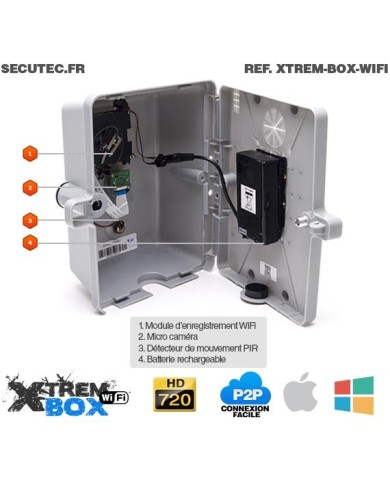 Boîte électrique caméra cachée WIFI avec kit d'enregistrement vidéo sur carte micro SDHC longue autonomie