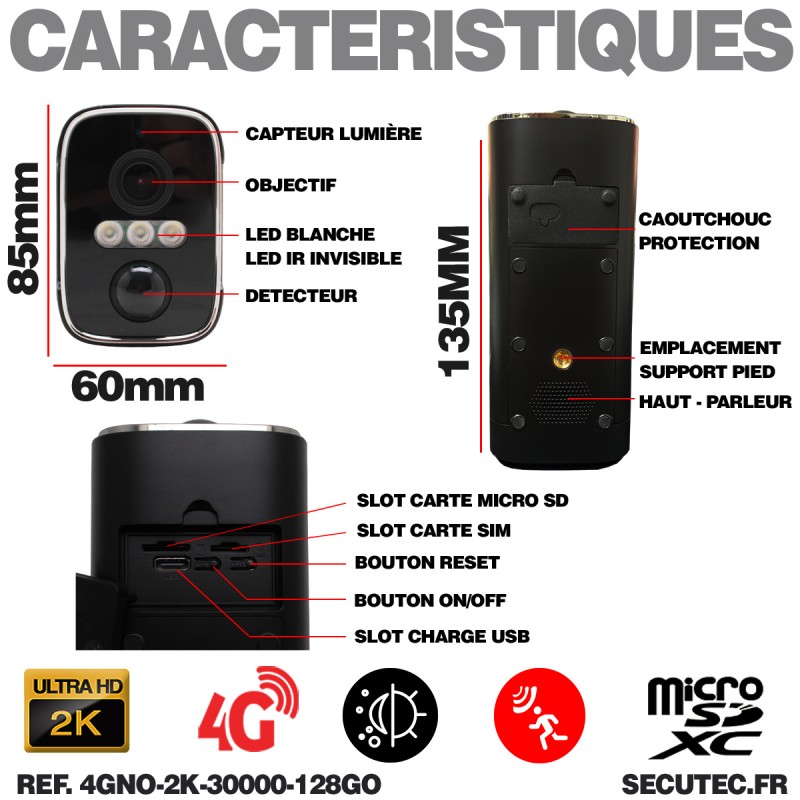 Caméra Sport Portable, Clip Arrière Caméra Sport Grand Angle IP65 étanche Pour Usage Extérieur