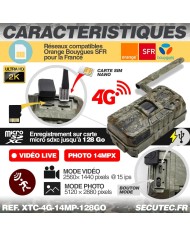 Camera de chasse 4g video UHD 2k et photo 14Mpx vision nocturne longue autonomie audio vidéo en direct détection de mouvement