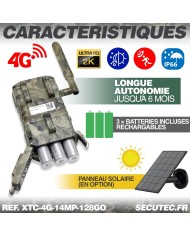 Camera de chasse 4g video UHD 2k et photo 14Mpx vision nocturne longue autonomie audio vidéo en direct détection de mouvement