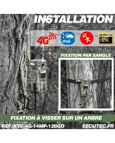 Camera de chasse 4g video UHD 2k et photo 14Mpx vision nocturne longue autonomie audio vidéo en direct détection de mouvement
