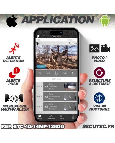 Camera de chasse 4g video UHD 2k et photo 14Mpx vision nocturne longue autonomie audio vidéo en direct détection de mouvement