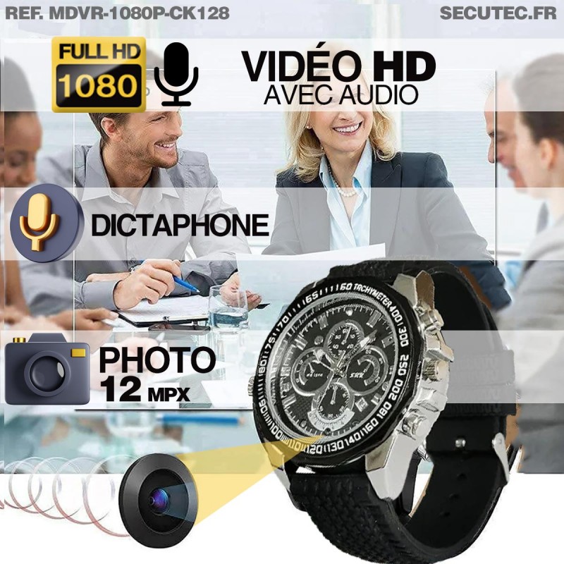 Montre Caméra Discrète - Enregistrement Full HD 1080p, Audio, Photo - 64 Go - Ouverte Jamais Utilisée