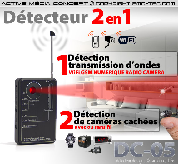 Détecteur De Caméras & Micros Caché – Anti-Espion Laser + RF + Magnétique, Localisateur GPS & Bugs Audio 1.2G-5.8G