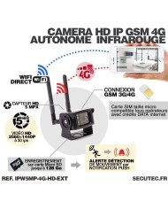 Caméra IP GSM 4G WiFi UHD 5 Mpx waterproof Infrarouge accès à distance via iPhone Android et PC