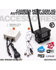 Caméra IP GSM 4G WiFi UHD 5 Mpx waterproof Infrarouge accès à distance via iPhone Android et PC